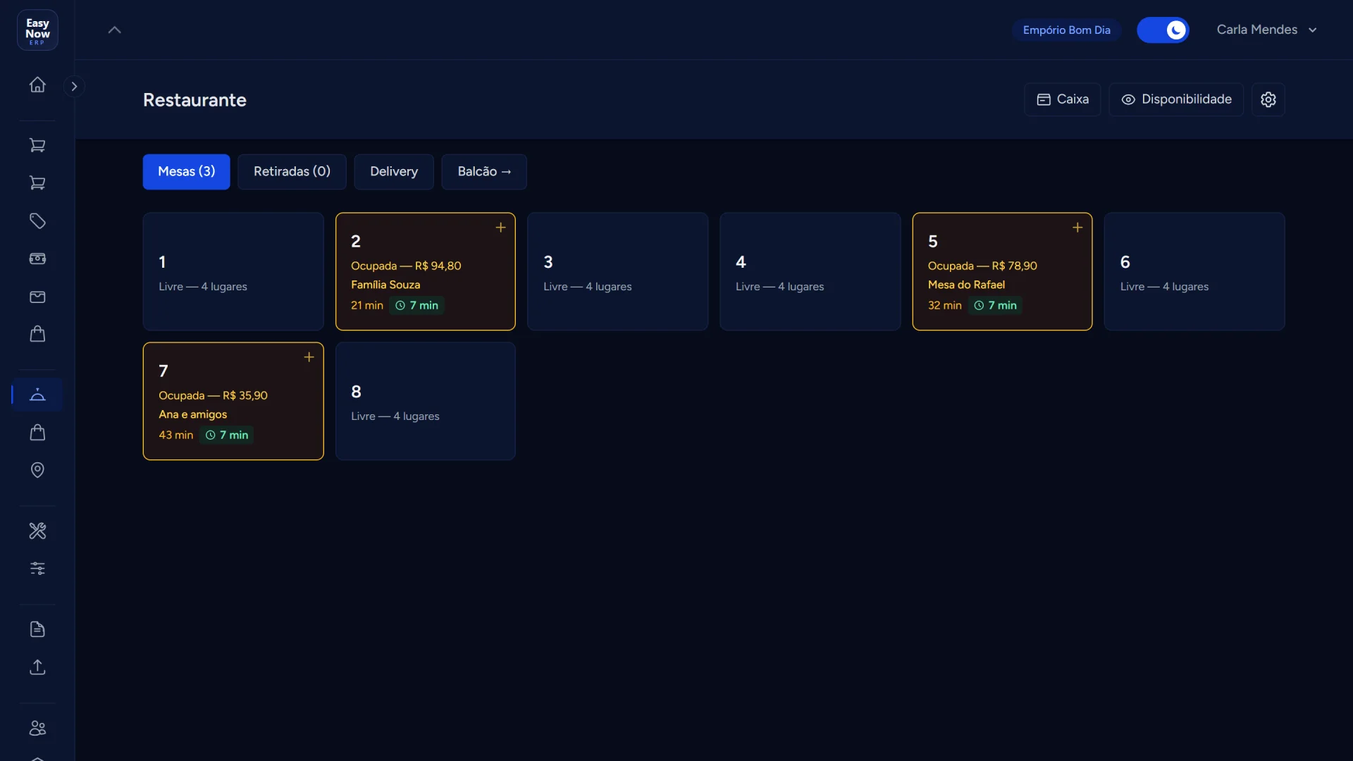 Mapa de mesas do EasyNow